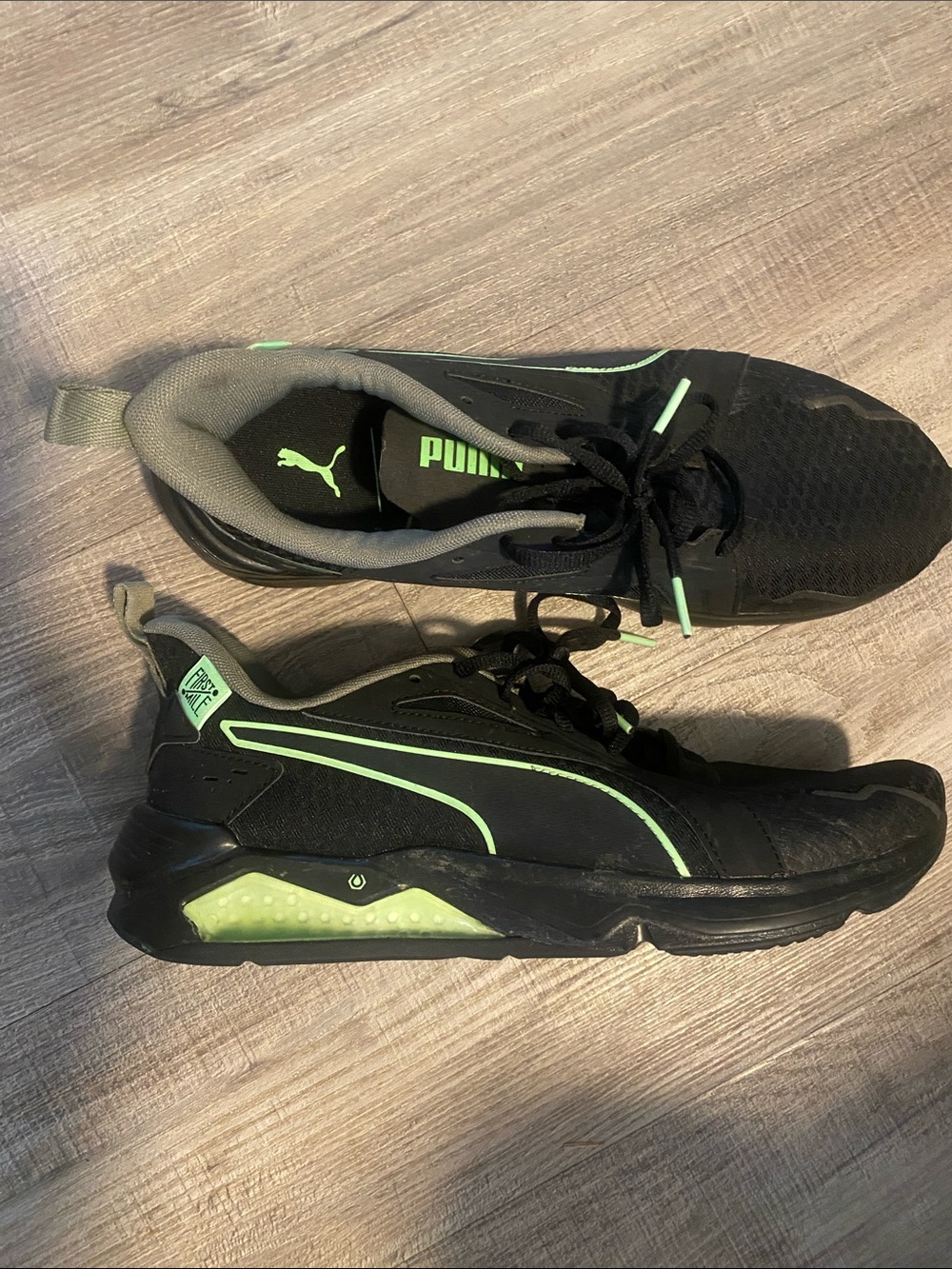 Puma Black Sneakers with Neon Green Trim